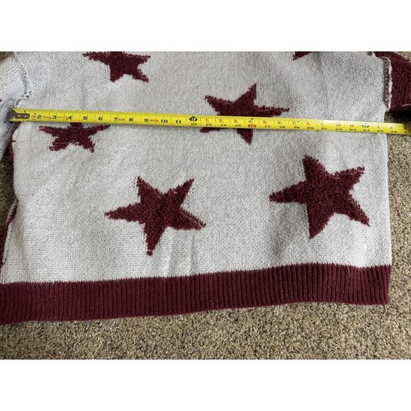 Pol Star Checkered Colorblock Grey Maroon Open Knit Cardigan Size Small - Picture 7 of 7